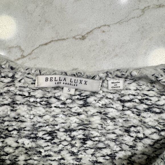 Bella Luxx Cropped Marled Knit Tank Top Black White Women's Small Minimalist - Picture 12 of 12